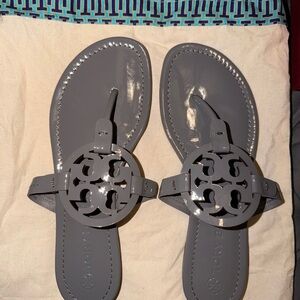 Tory Burch Glossy Gray Sandals